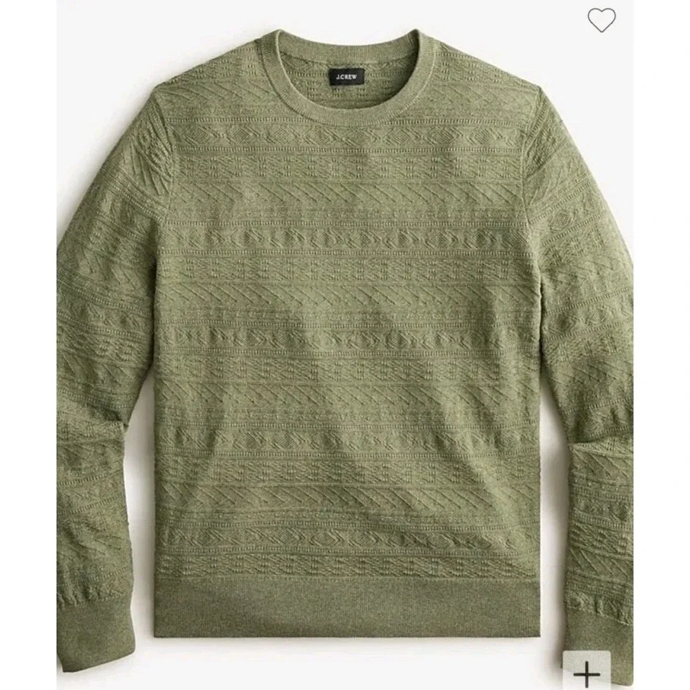 J. Crew Men's Medium‎ 100% Cotton sweater in combination guernsey stitch Sage