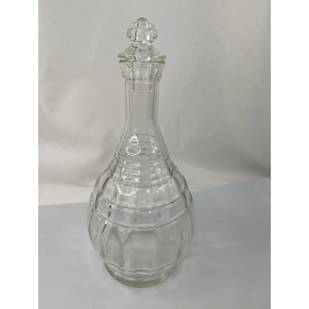 Hazel Atlas Glass Decanter‎ with Stopper 10.5 Inch