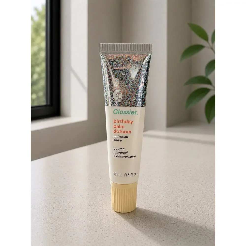 New Glossier Birthday Balm Dotcom Universal Salve Lip Balm Glitter 0.5oz