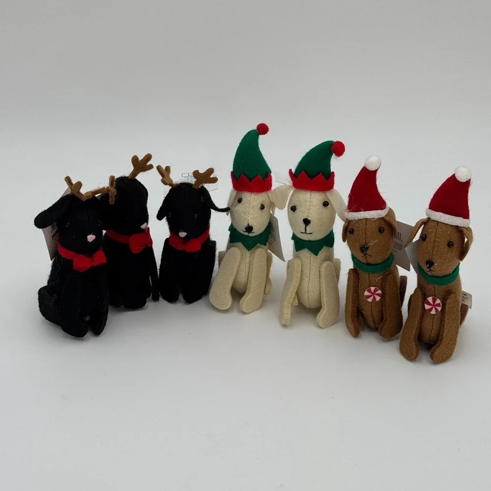 Crescent Plush Christmas Dog Ornament Multi Pack Lot Of 7 New With‎ Tags Holiday