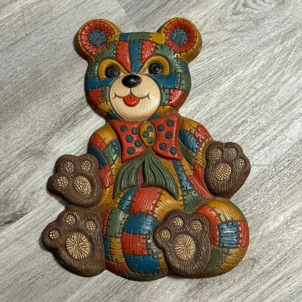 Patchwork vintage teddy‎ bear decor nursery bear wall decor 1979 foam craft