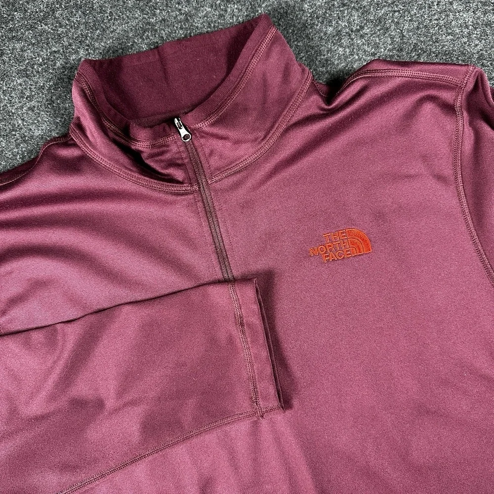 The North Face Mens Maroon Long Sleeve Quarter Zip Pullover Sweatshirt Size XL‎