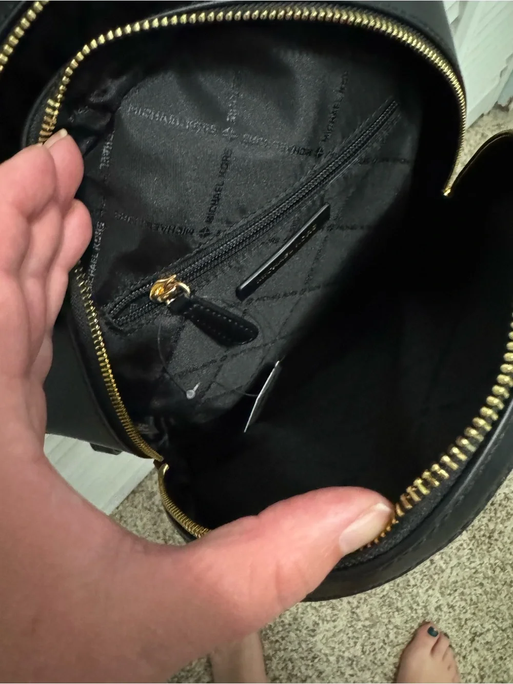 Michael Kors Black Pebbled Leather Mini Backpack with Gold Hardware