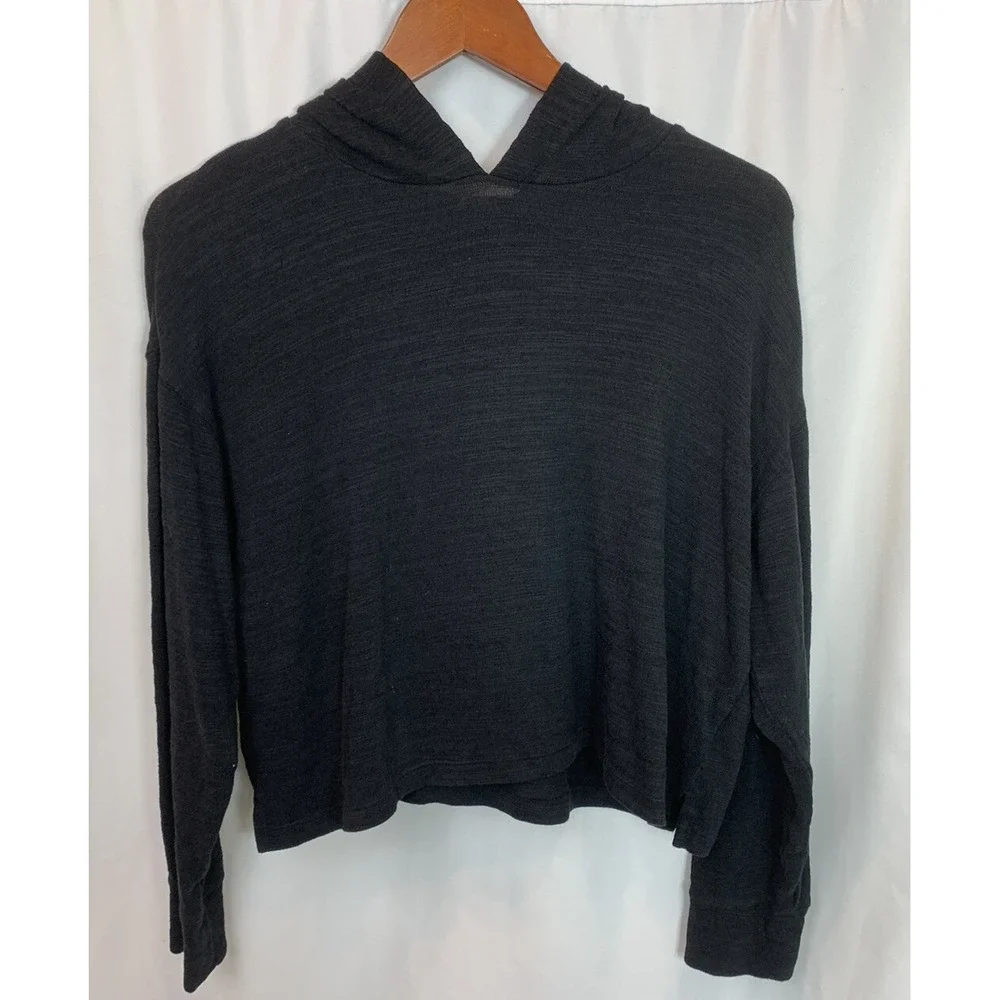 Old Navy Cropped Cozy Hoodie Girls Size XL 14-16 Dark‎ Gray Active Wear
