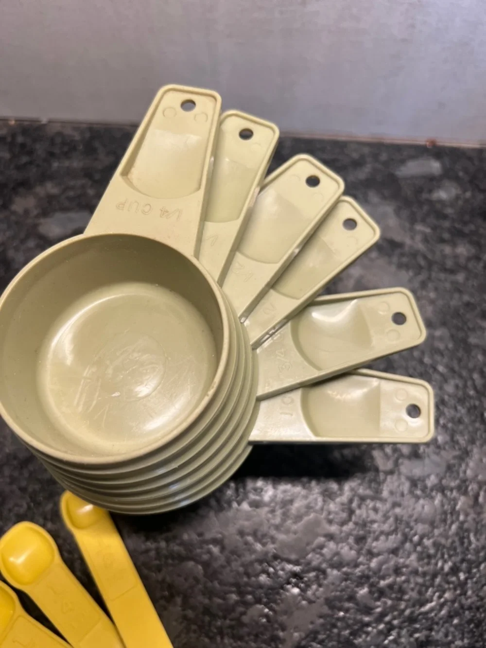 Set of 2 Vintage Tupperware measuring cups and measuring spoons. Great condition