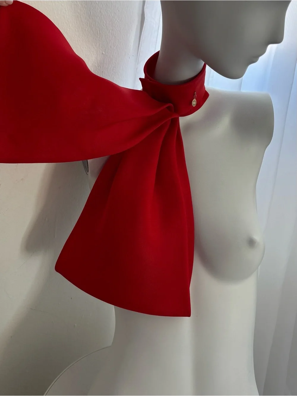 Dior Silk Gazar Collar Bow Scarf Faille in Dramatic Red