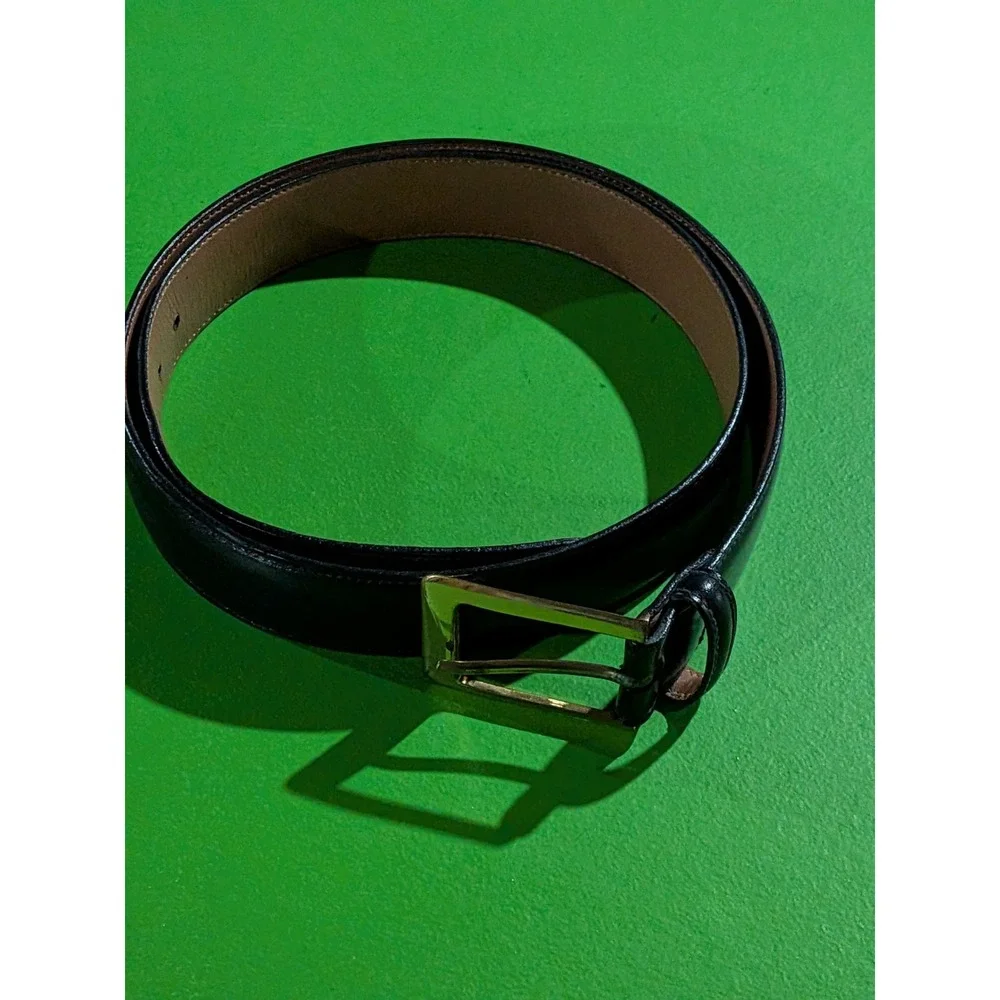 Luca DiMarco Belt Mens Black Leather Belt Brass Buckle‎ Size 34