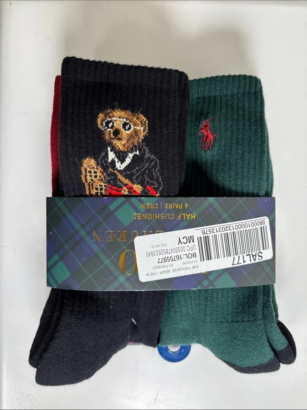 Polo Ralph Lauren Men's Holiday Passage Bear Crew Socks 5 Pair Set Crew NEW