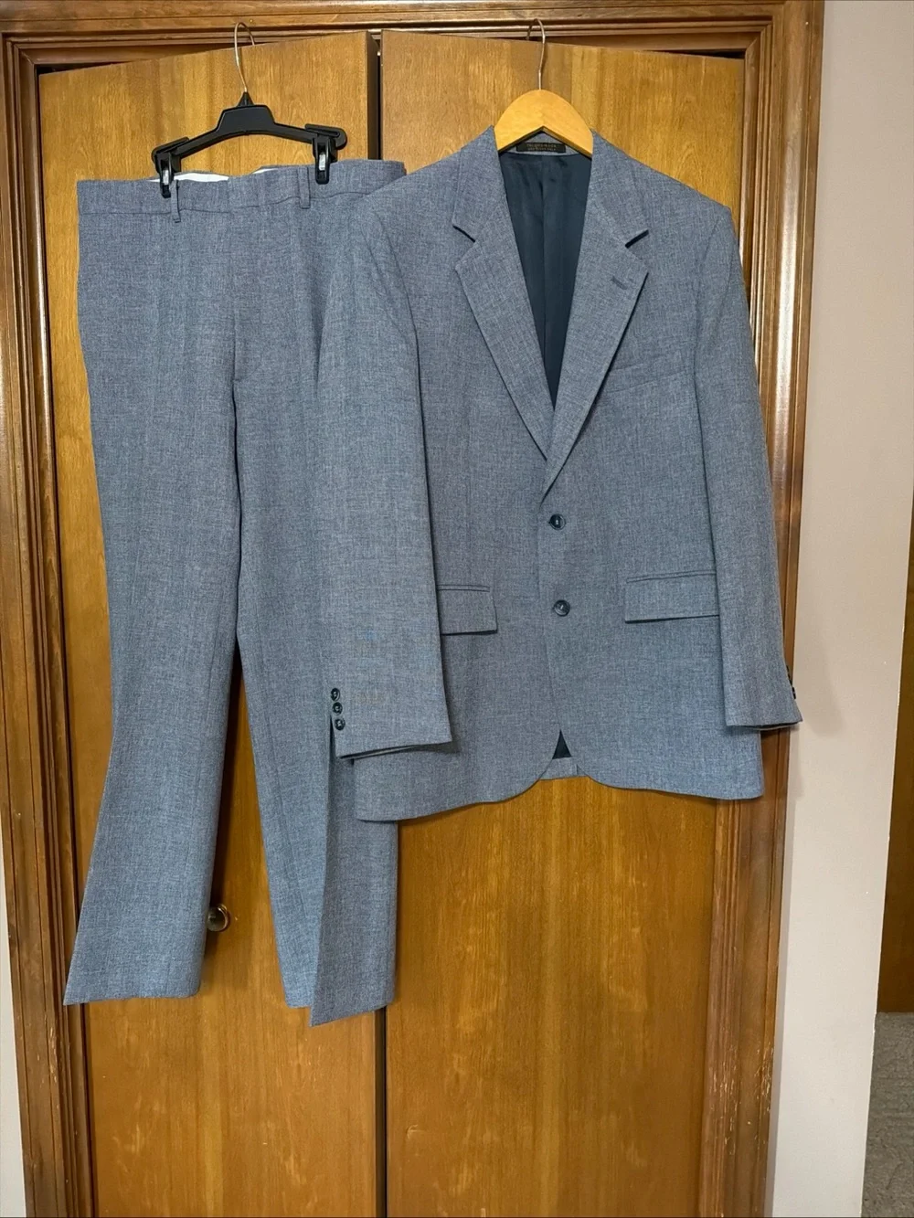 Men's Gray Blue Two-Piece Tailored Suit Jacket & Trousers
