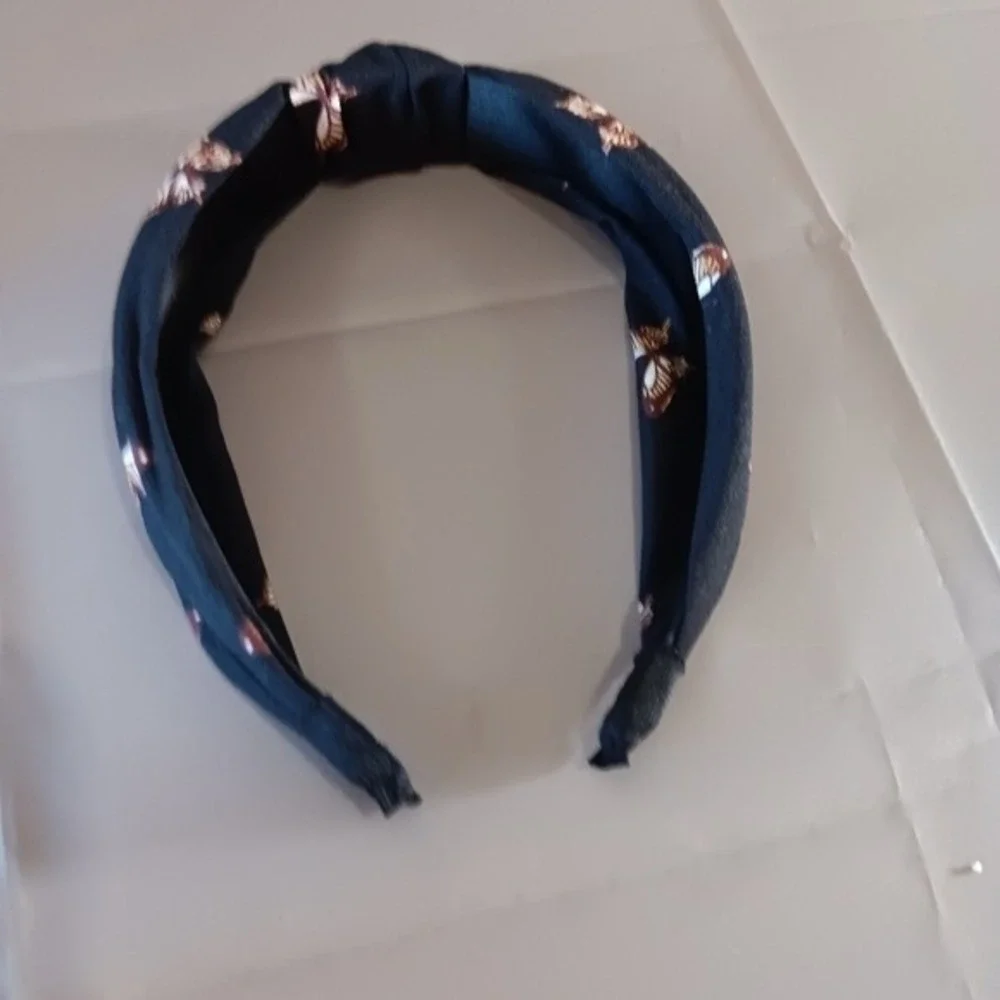 Black Butterfly Top Knot Headband Boho Cottagecore Fairycore Hair‎ Accessory