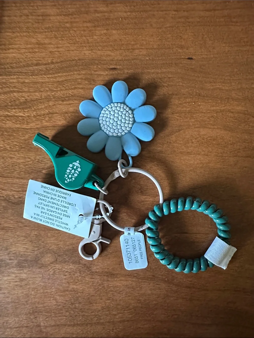 Free People Instant Replay wristlet Blue Flower Keychain Bracelet Accessory NWT