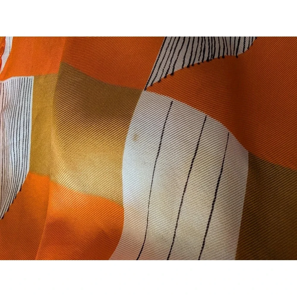 Vintage Scarves by Vera Orange‎ Geometric Op Art Silk Blend Scarf Made in Japan
