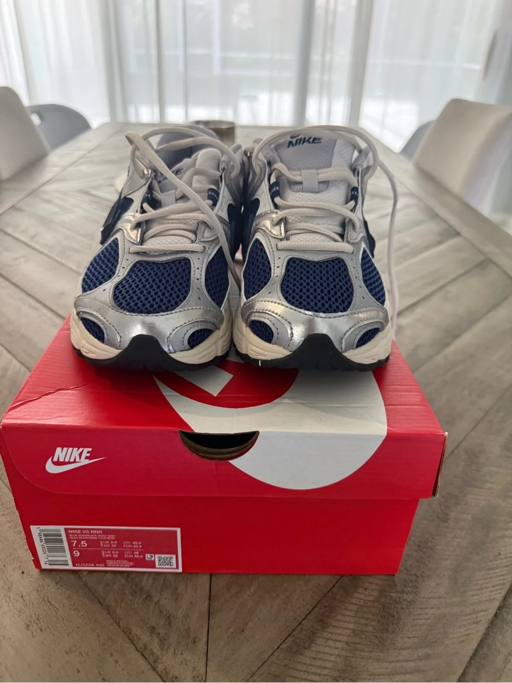 Nike Kids Navy, Silver, and Black Running Sneakers