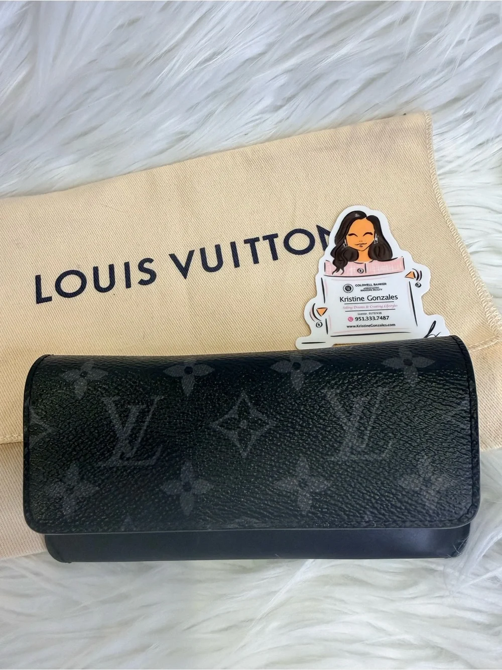 Louis Vuitton Black Eclipse Monogram  “Woody” SUNGLASS case