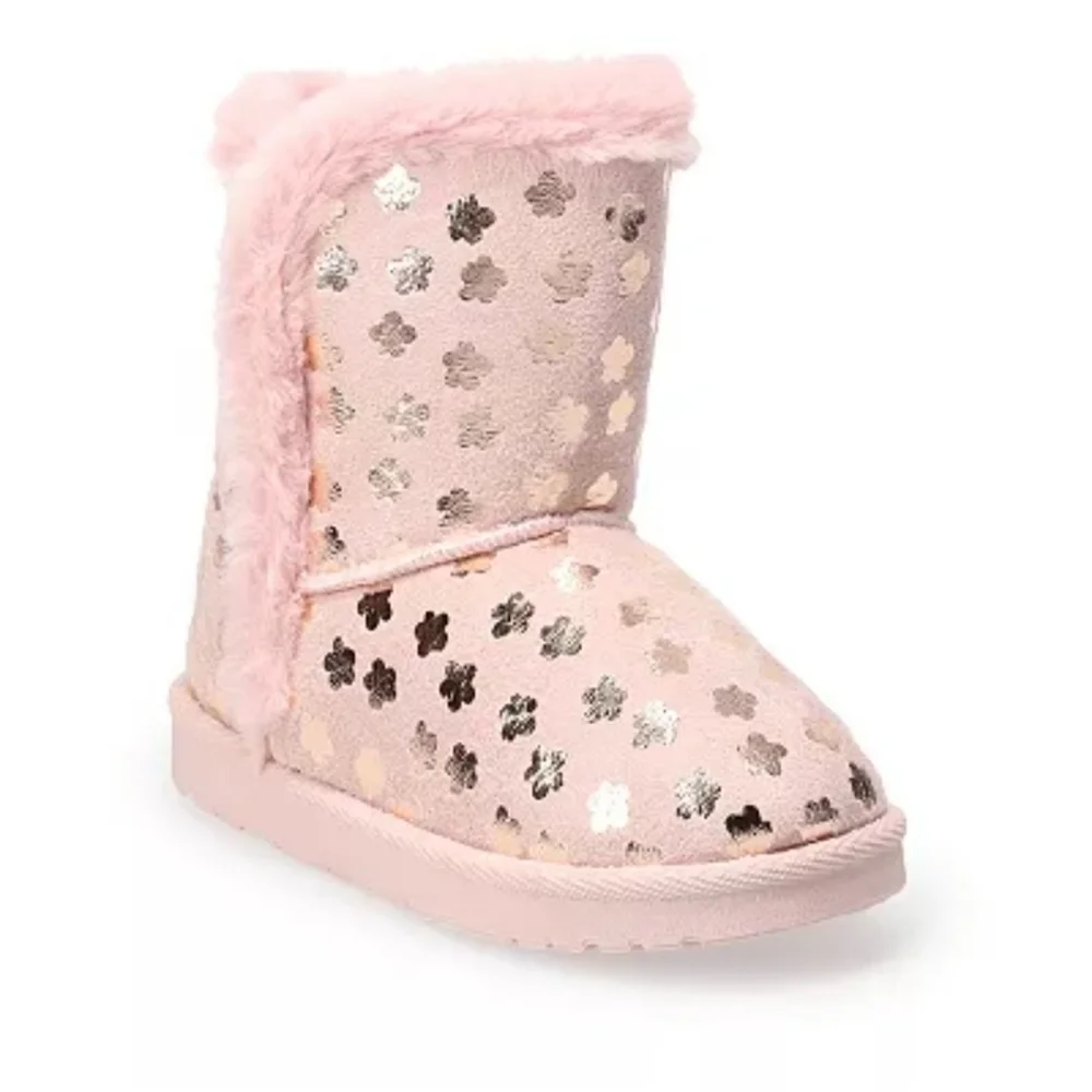Olivia Miller Girls Pink Flower Slipper Boots NWT Size 3 Size 4