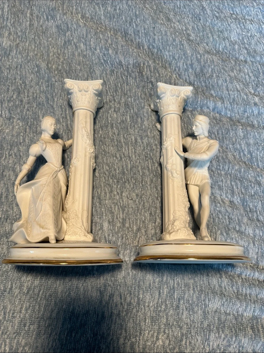 Franklin Mint Porcelain Romeo and Juliet Candlesticks