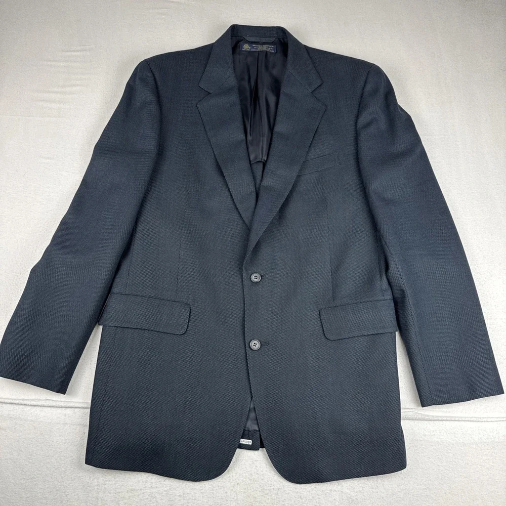 VTG Brooks Brothers Makers Mens Navy Birdseye Blazer 42L Office business wool