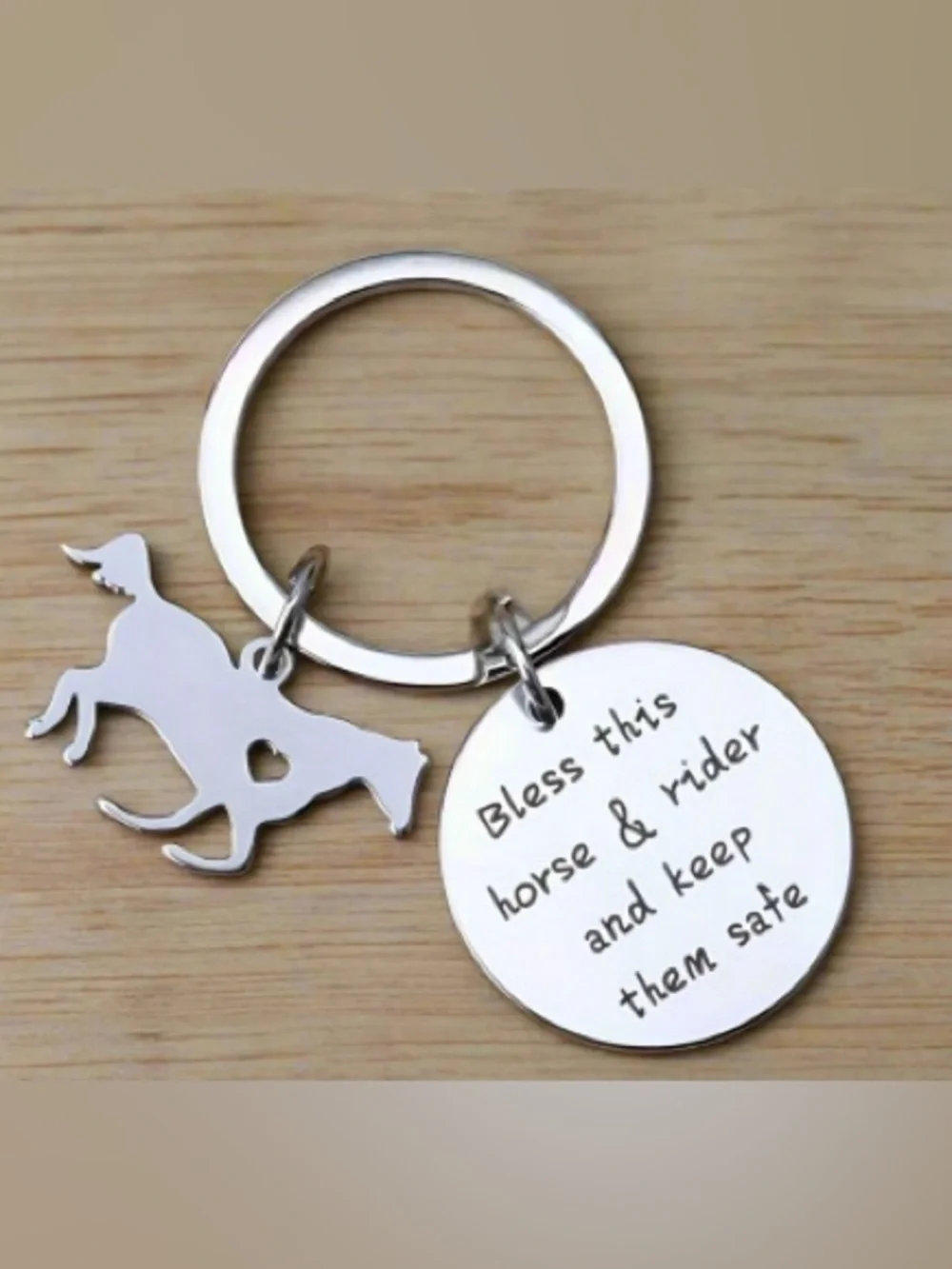 Bless This Horse & Rider Keychain