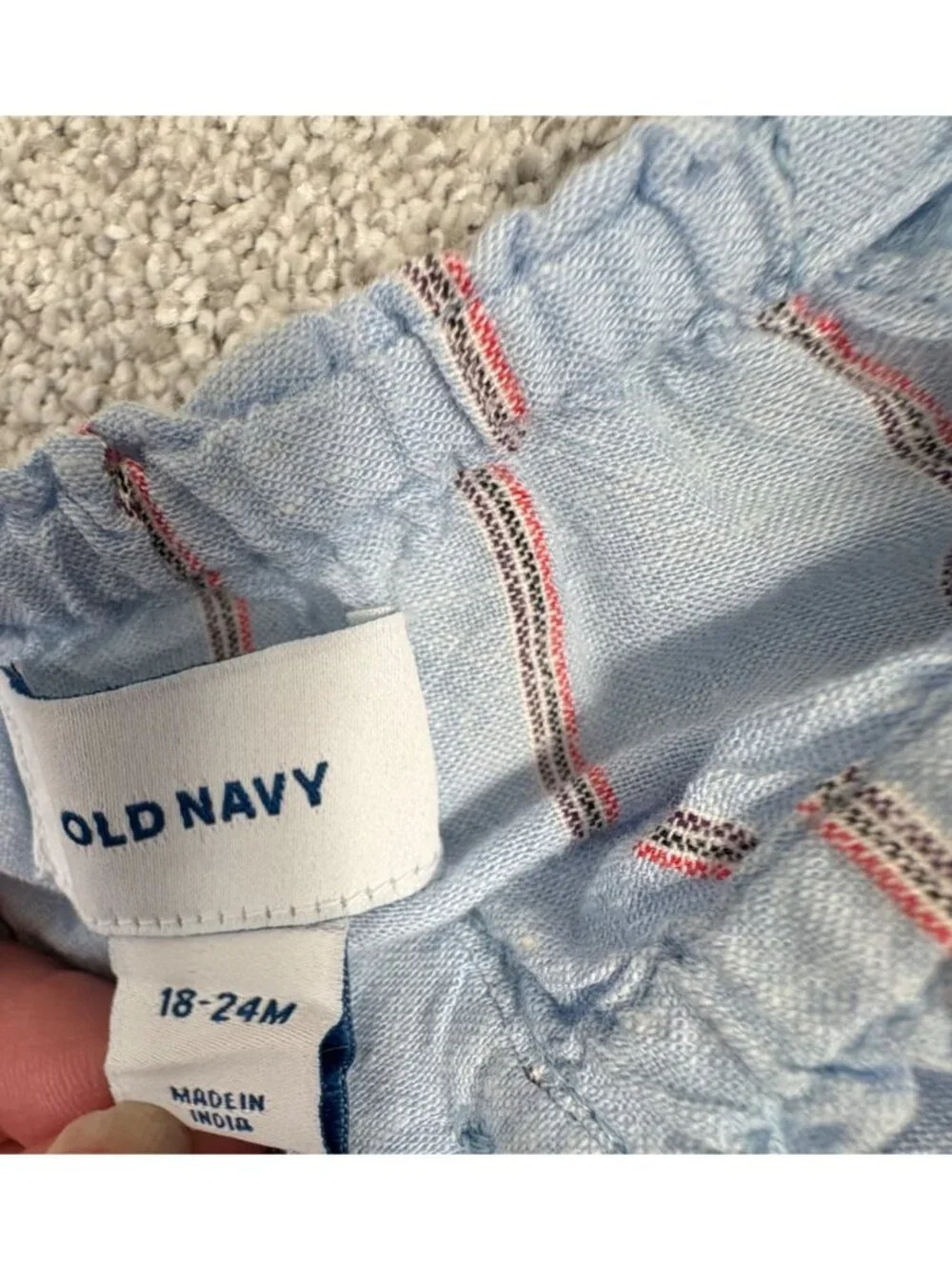 Old Navy Linen Blend Dress 18-24 month Blue Stripes Button Front