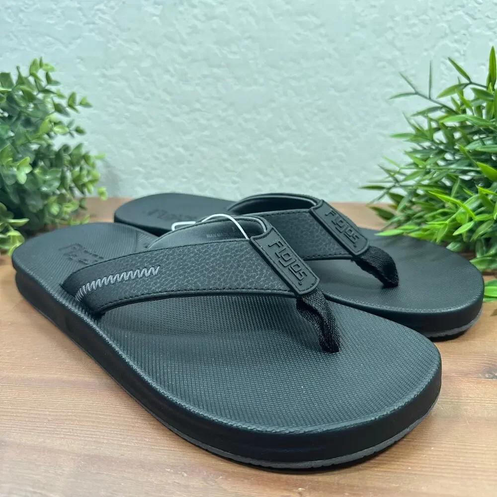 Flojos Men's Black Flip Flop Sandals Size 9