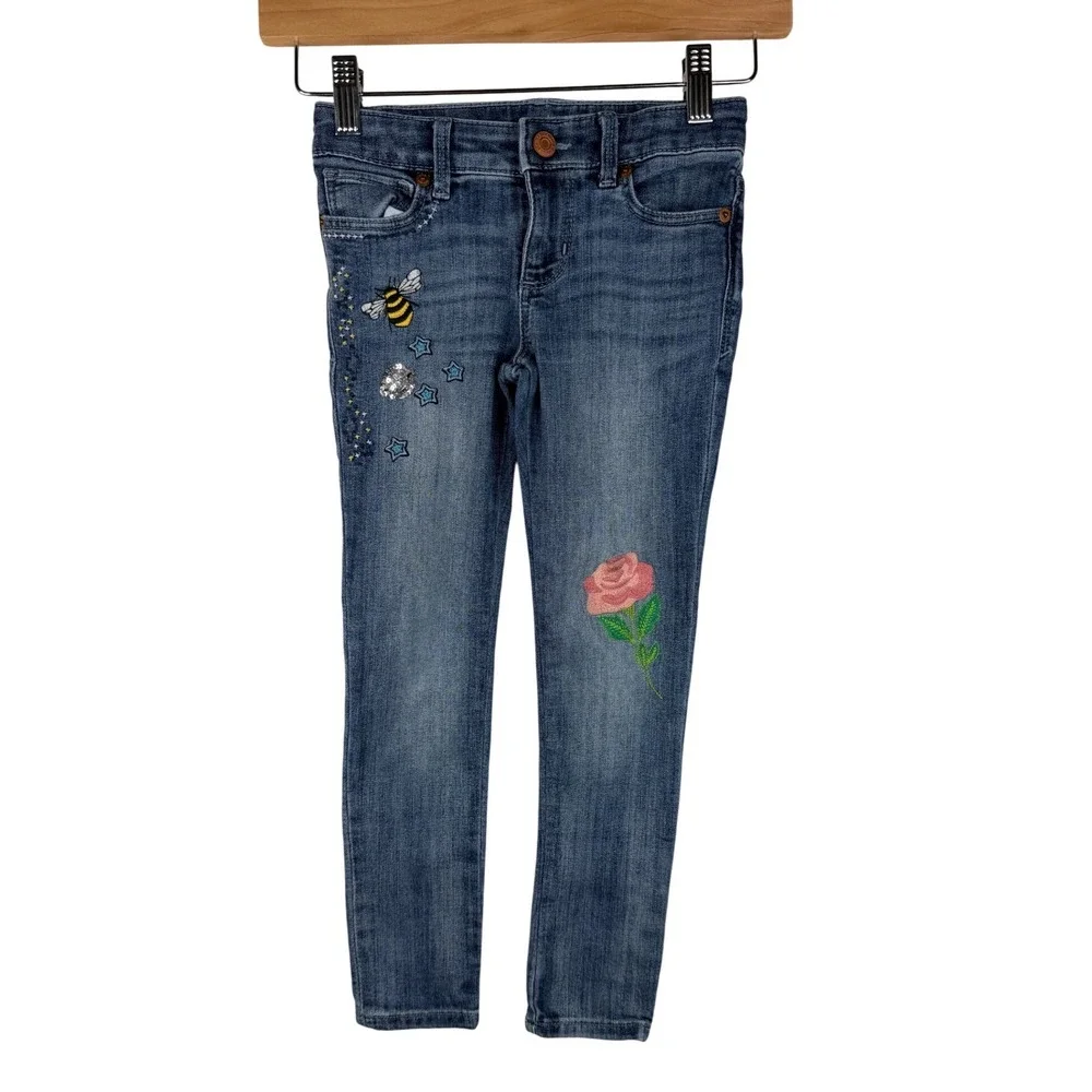 Gap Kids Bee/Star Aplique Super Skinny‎ Jeans size 6 Blue