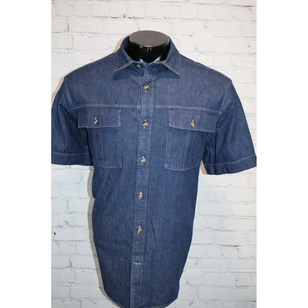 Banana Republic Denim Shirt Mens XL Blue Jean Short Sleeve Utility Workwear