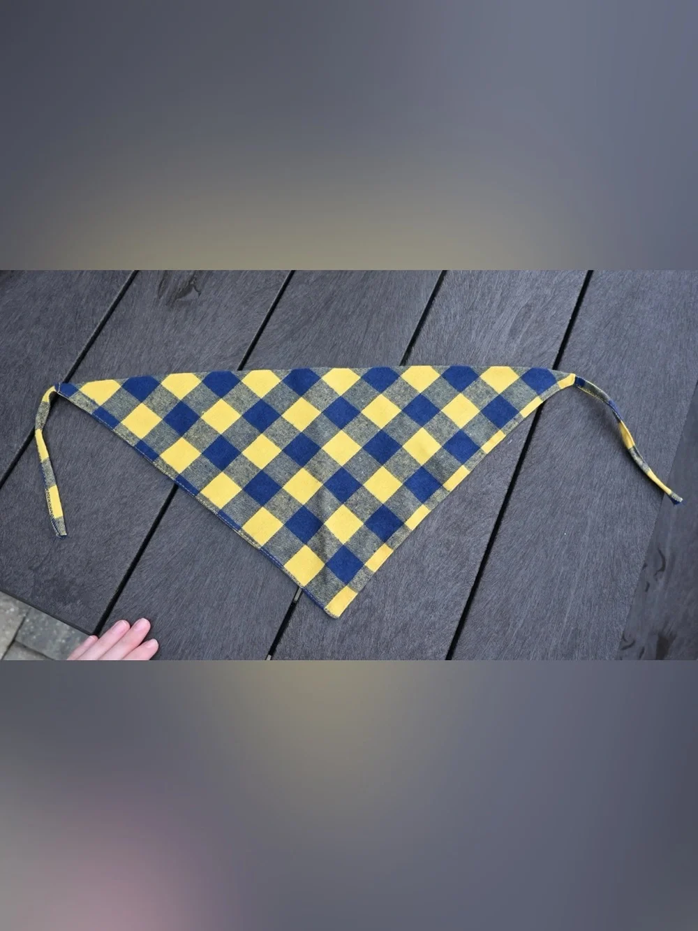 Set of 2 Blue and Yellow Buffalo Plaid Pet Bandanas