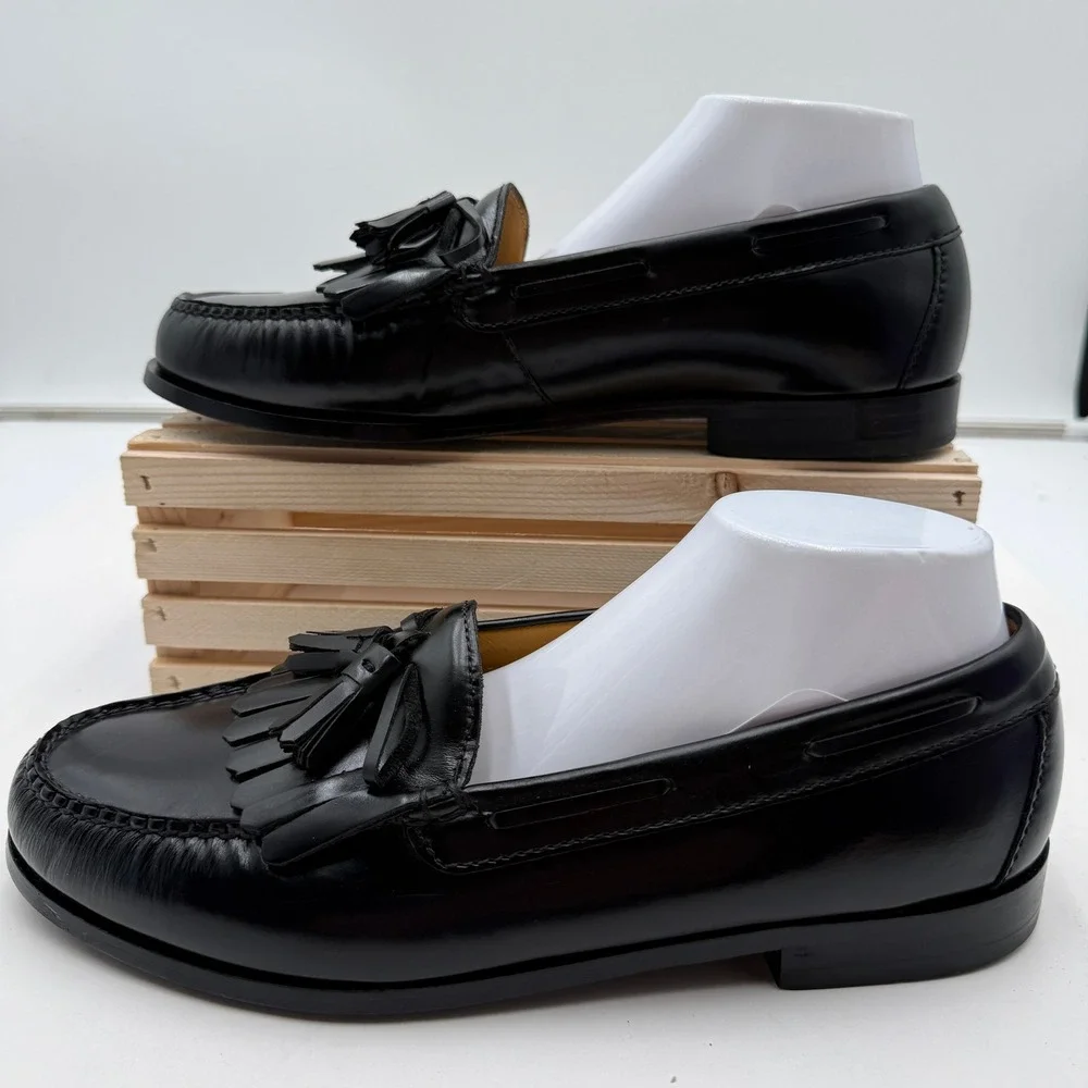 Cole Haan Loafers Pinch Tassel Kiltie Fringe Black Leather Mens 10.5 3E