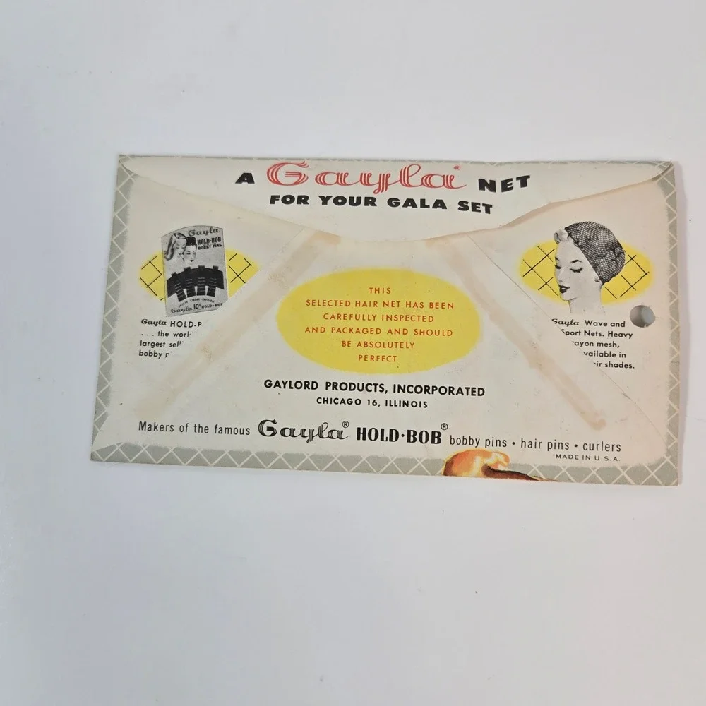 Vintage 1953 Gayla Nylon Hair Net No 581 Bob Size Light Brown New Old Stock NOS