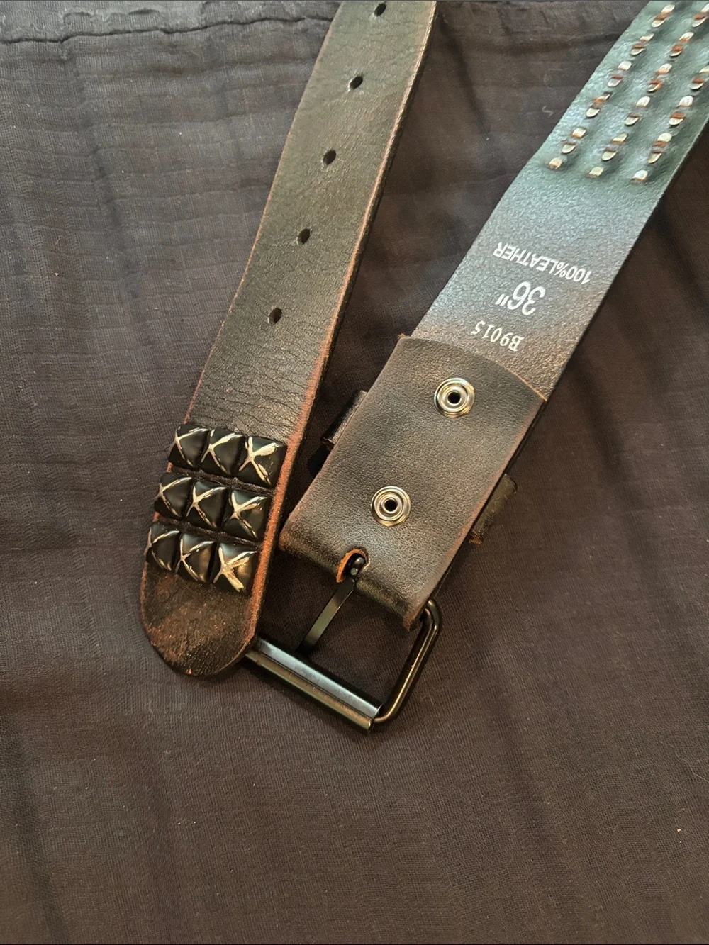 Studded Leather Belt - Black with Silver Studs