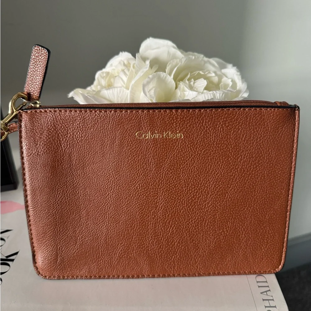 Calvin Klein Pebbled Leather Wristlet Clutch