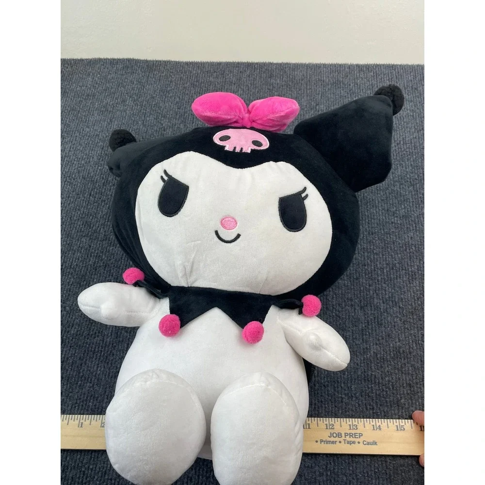 Sanrio Kuromi Plush Backpack 15 Inch Black White Pink Kawaii Character Bag NEW