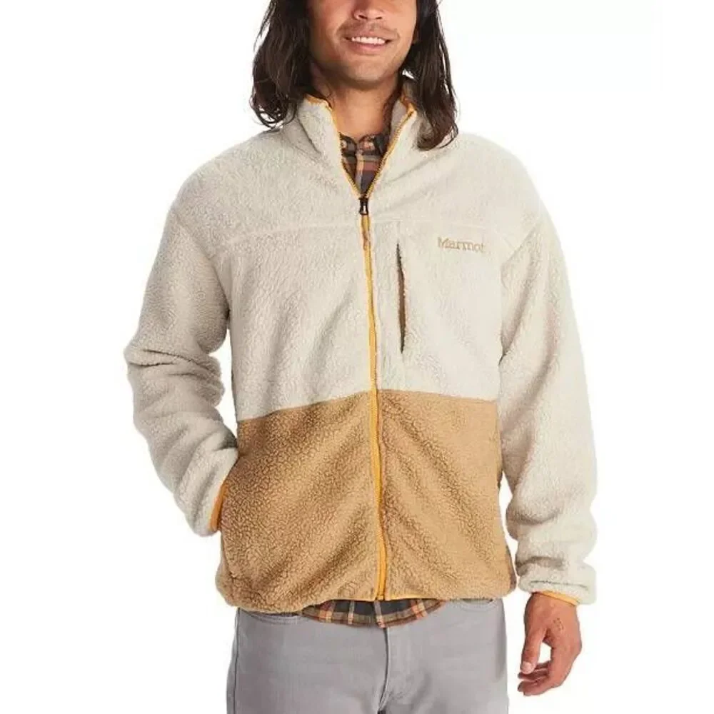 Marmot Mens Small Aros Full Zip Fleece Jacket Color Block Retro Style