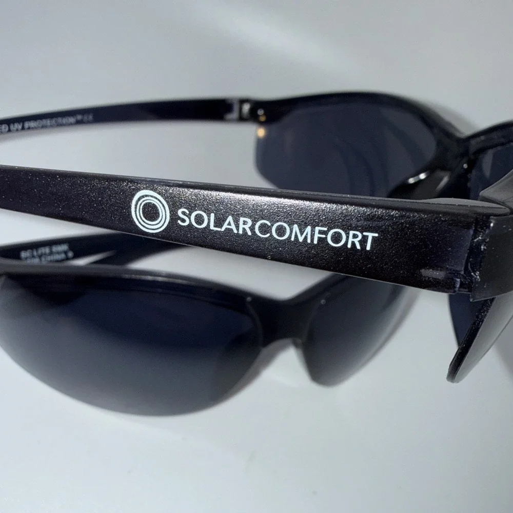 Lot of 2 Authentic Solar Comfort  Polycarbonate Sunglasses- 6706 UV Wrap Black