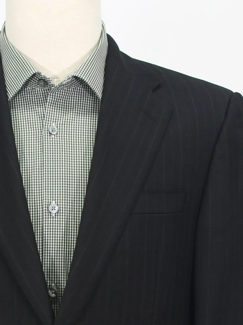 Hickey Freeman 40S 34x28 Black Full Suit 2-Button Stripe R971