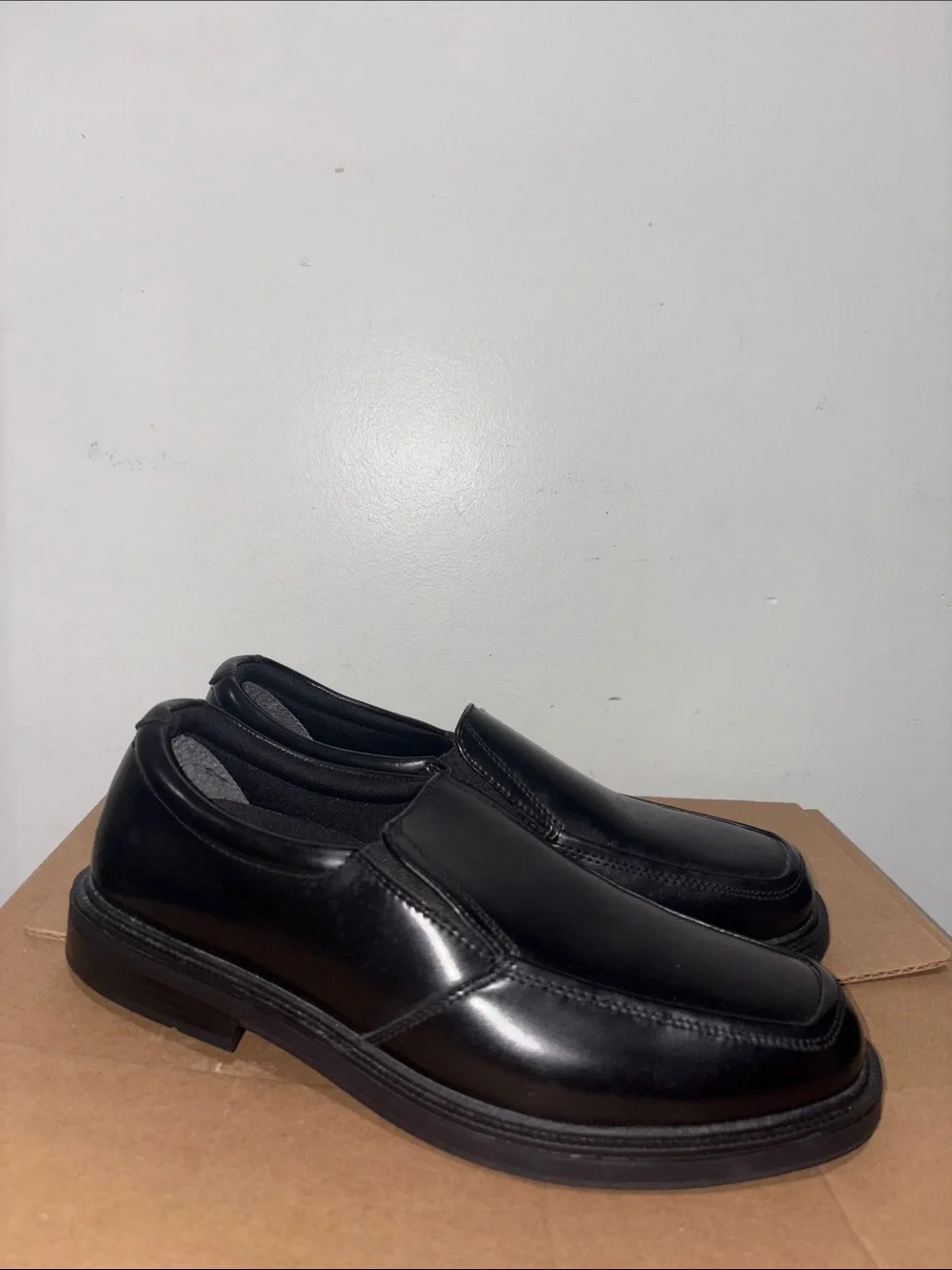 Men's Nunn Bush Black Slip-On Leather Dress Shoes size 10W
