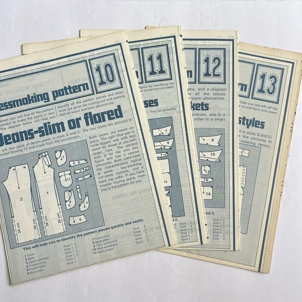 Vintage Designer Sewing Patterns Uncut Lot Of 4 Jeans Dresses Jackets Dungarees