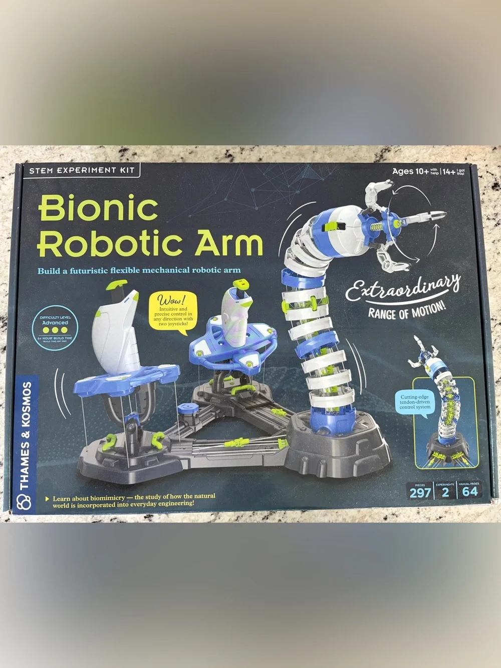 STEM Bionic Robotic Arm building kit Toy in Blue, White & Lime