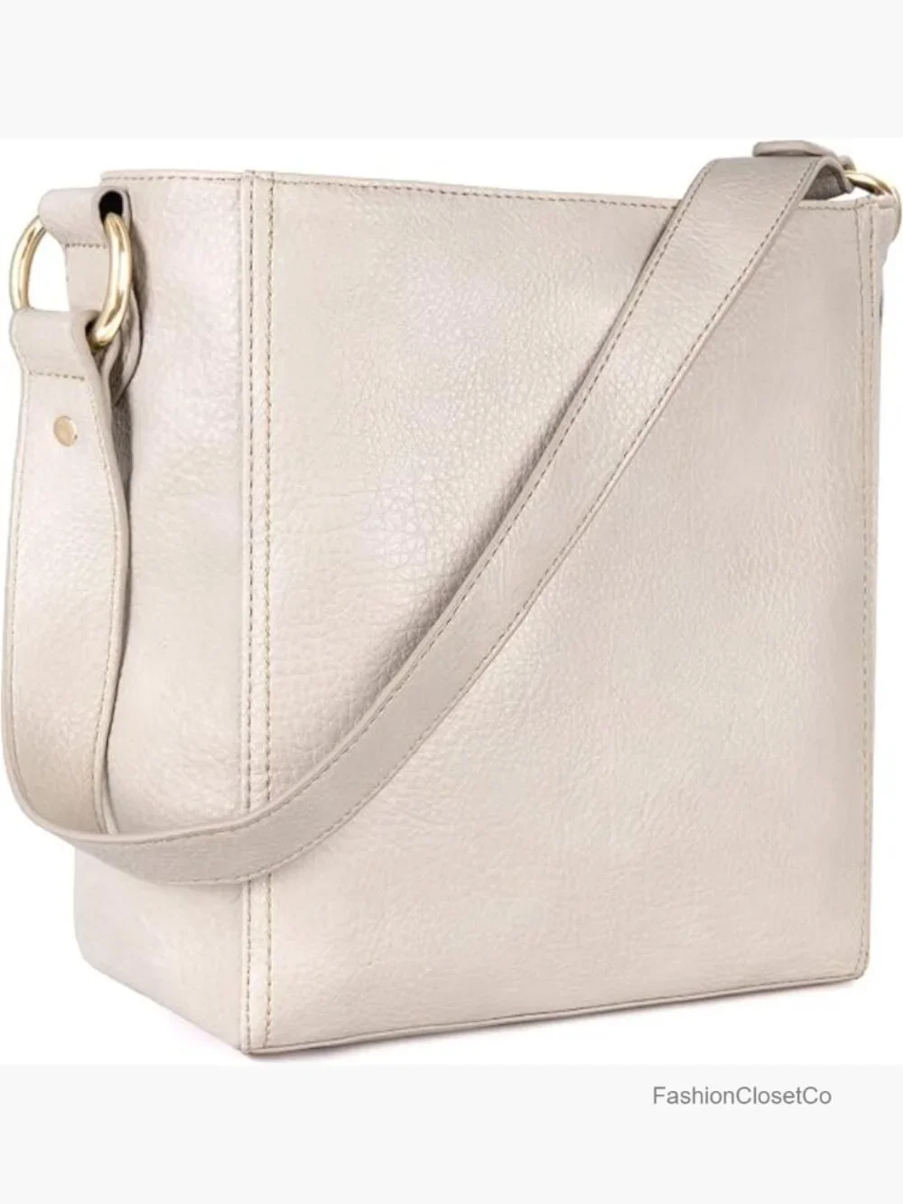 Faux Leather Hobo Bag with Zipper Closure and Shoulder Strap