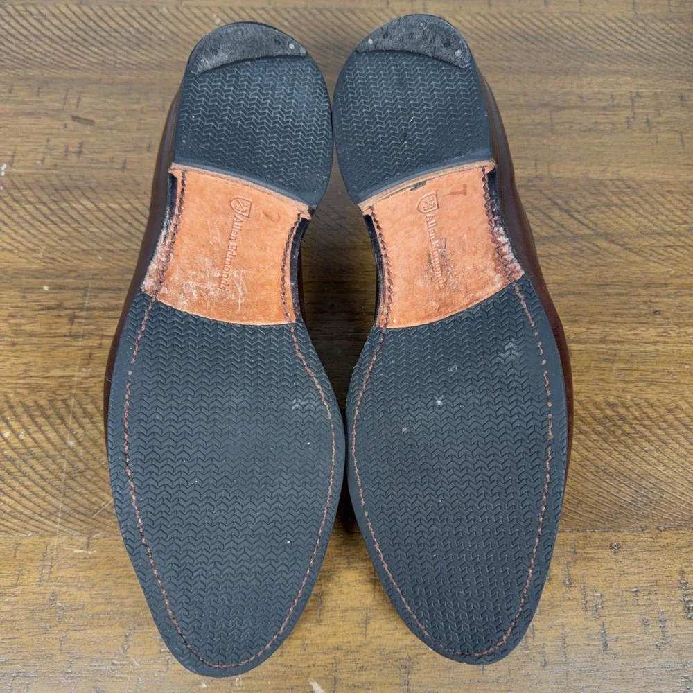 Allen Edmonds Shoes Mens 9.5 D Brown Steen Leather Apron Toe Dress Loafers