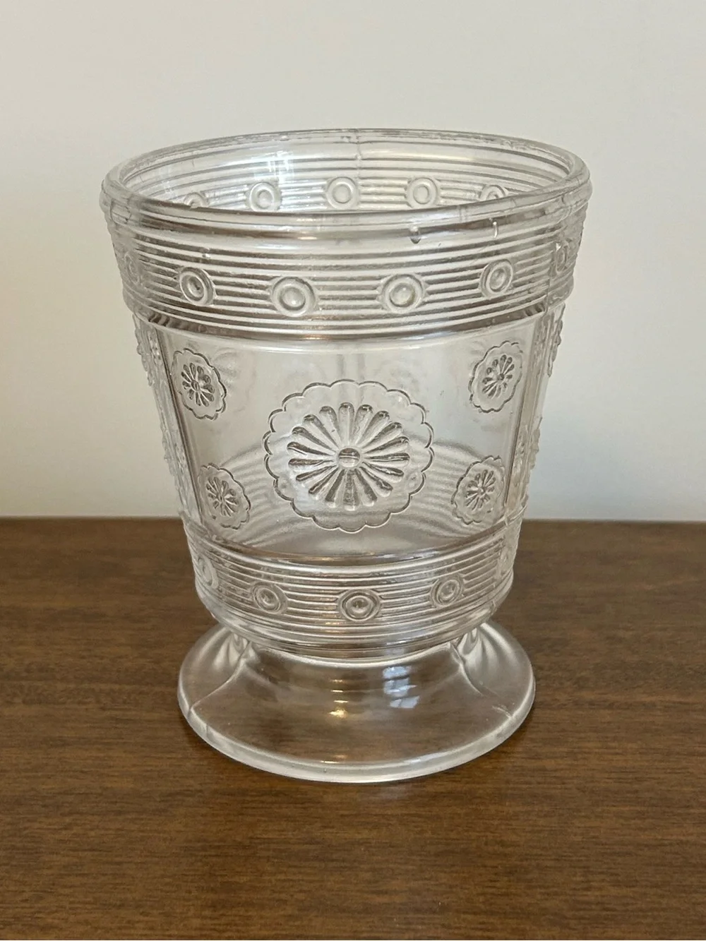 VINTAGE BRYCE BROTHERS 1889 EAPG MAGIC AKA ROSETTE CLEAR GLASS PEDESTAL SPOONER