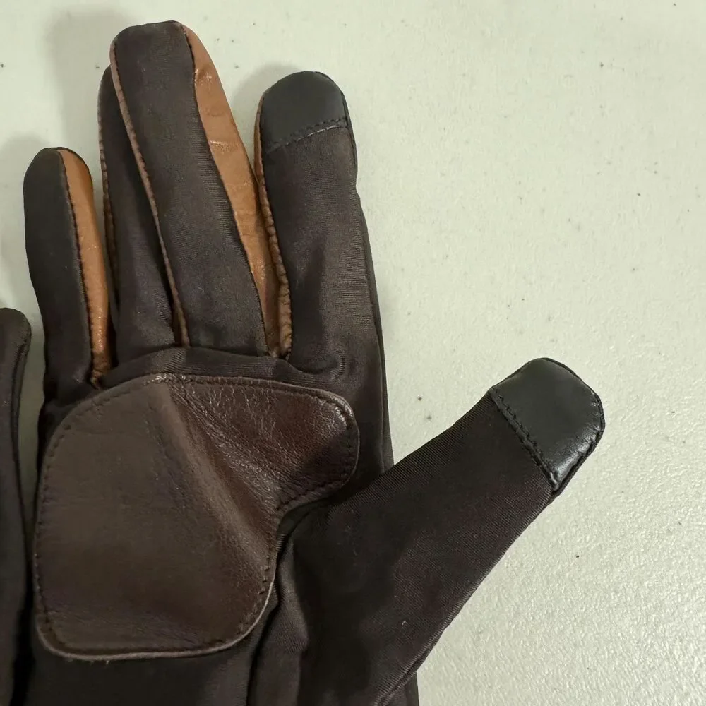Sheepskin Brown Gloves Women's L Echo Touch Screen Two Tone Driving Winter Warm