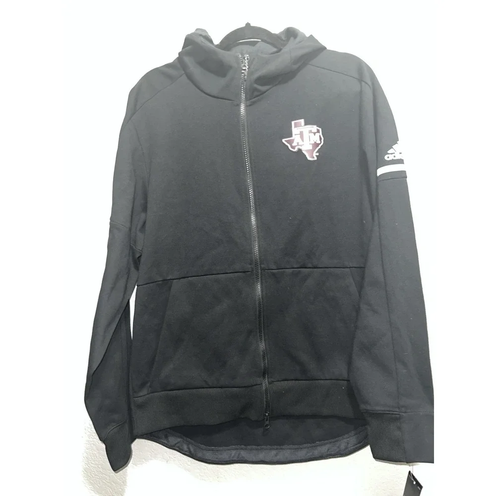 Texas A&M Aggies Hoodie Men's Medium Black Adidas Full Zip NCAA March Madness