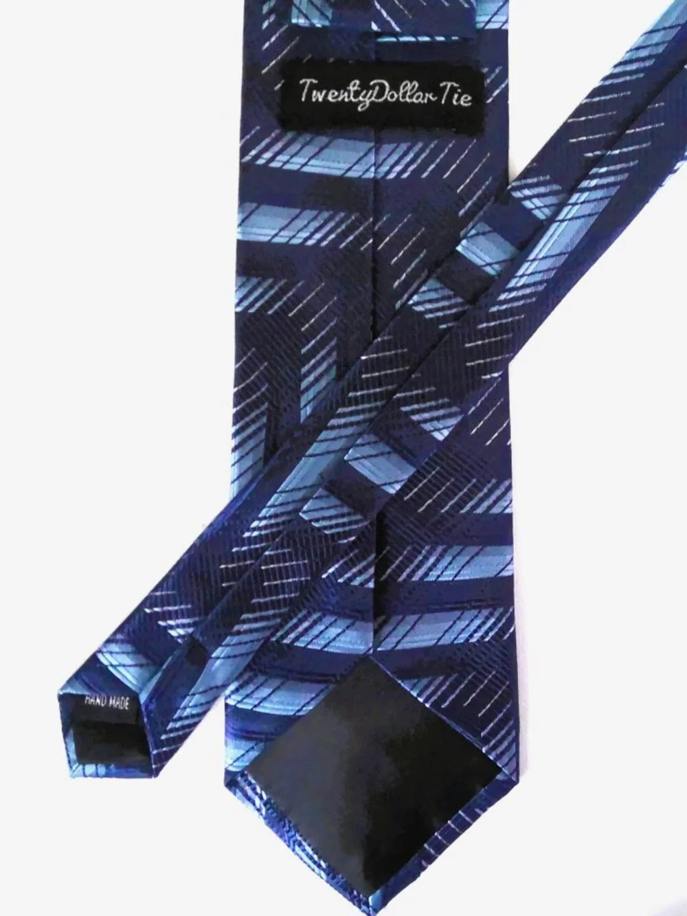 Twenty Dollar Tie Shades of Blue Handmade 100% Silk Extra Long 3 3/4