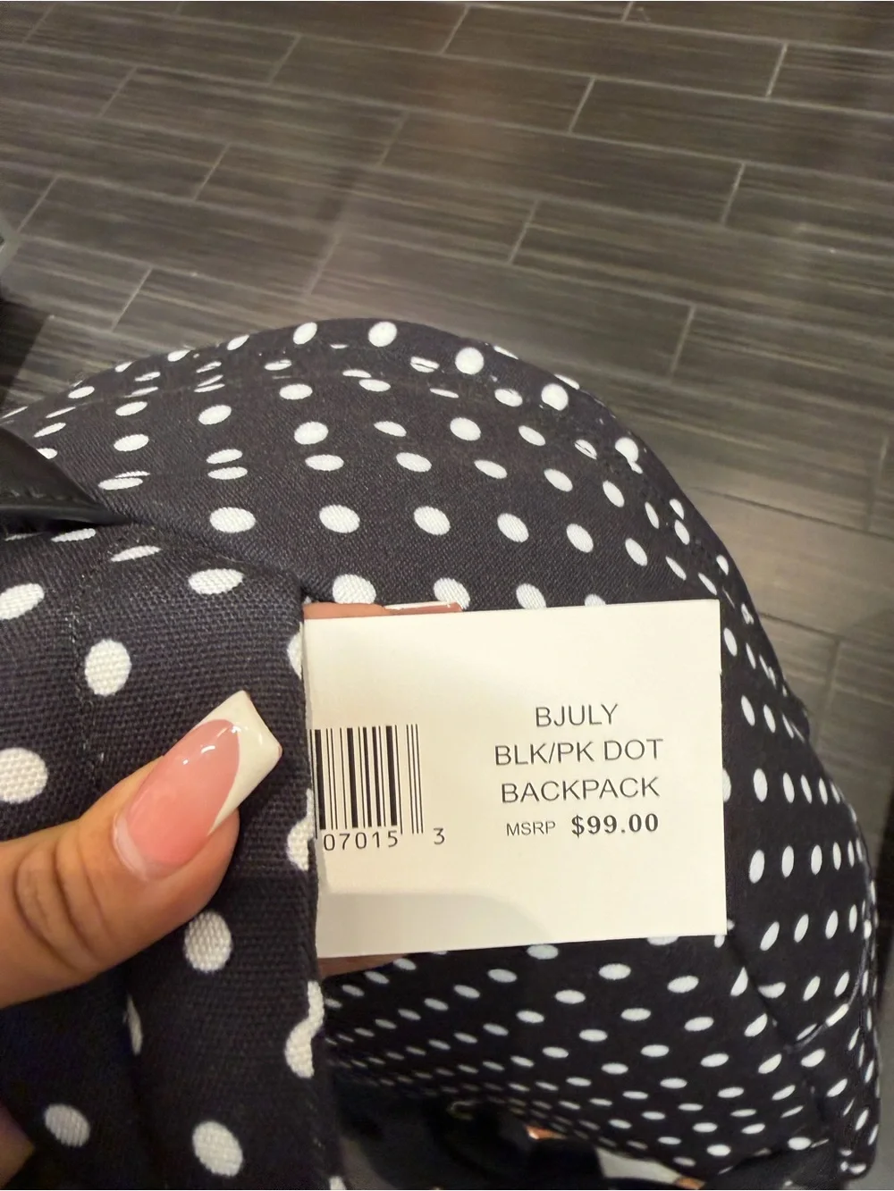 Steve Madden Black and White Polka Dot Backpack