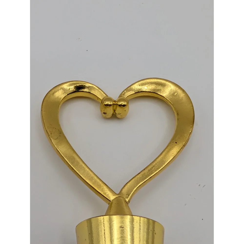 Gold Tone Heart Wine Bottle Stopper Decorative Barware Rubber Seal 4.5