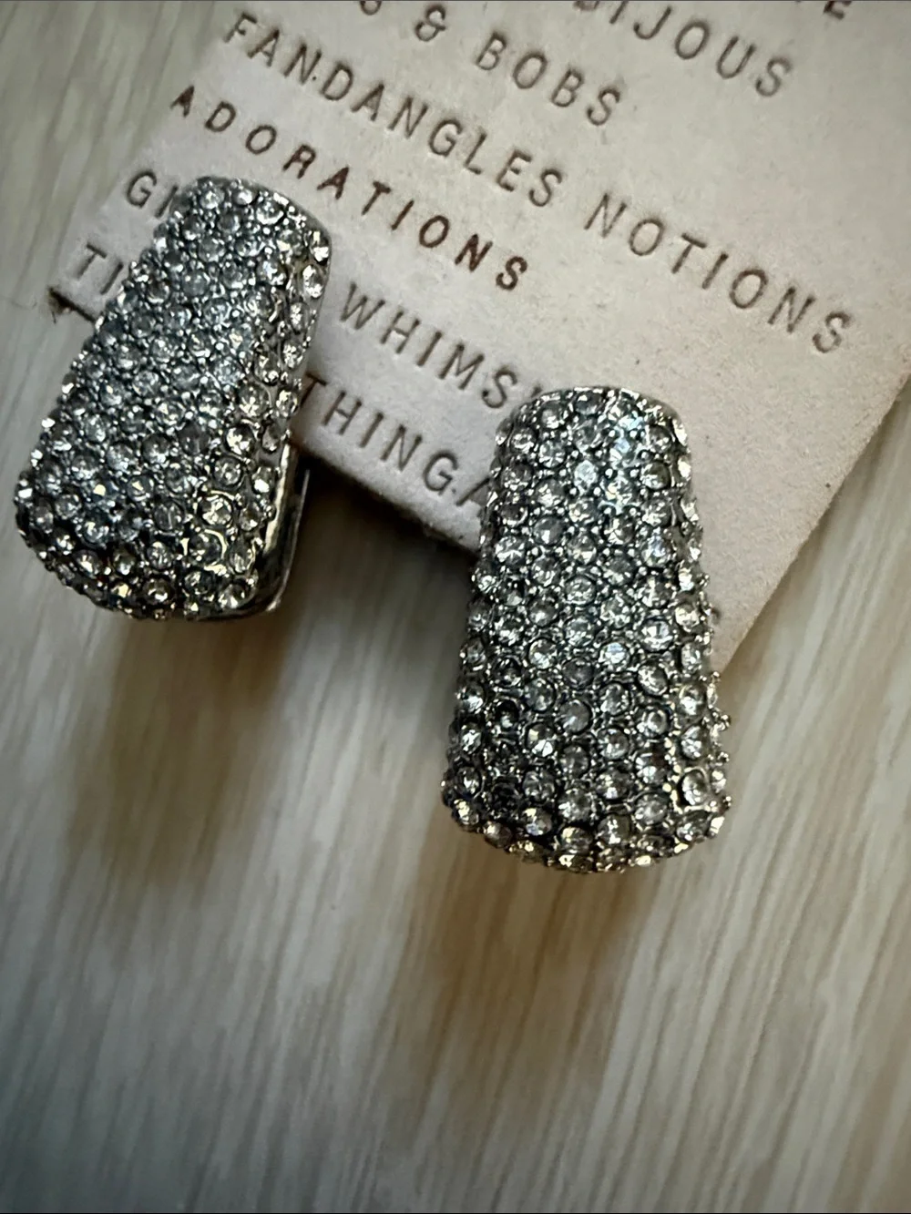Anthropologie Mini Glitz Huggie Hoop Silver Earrings