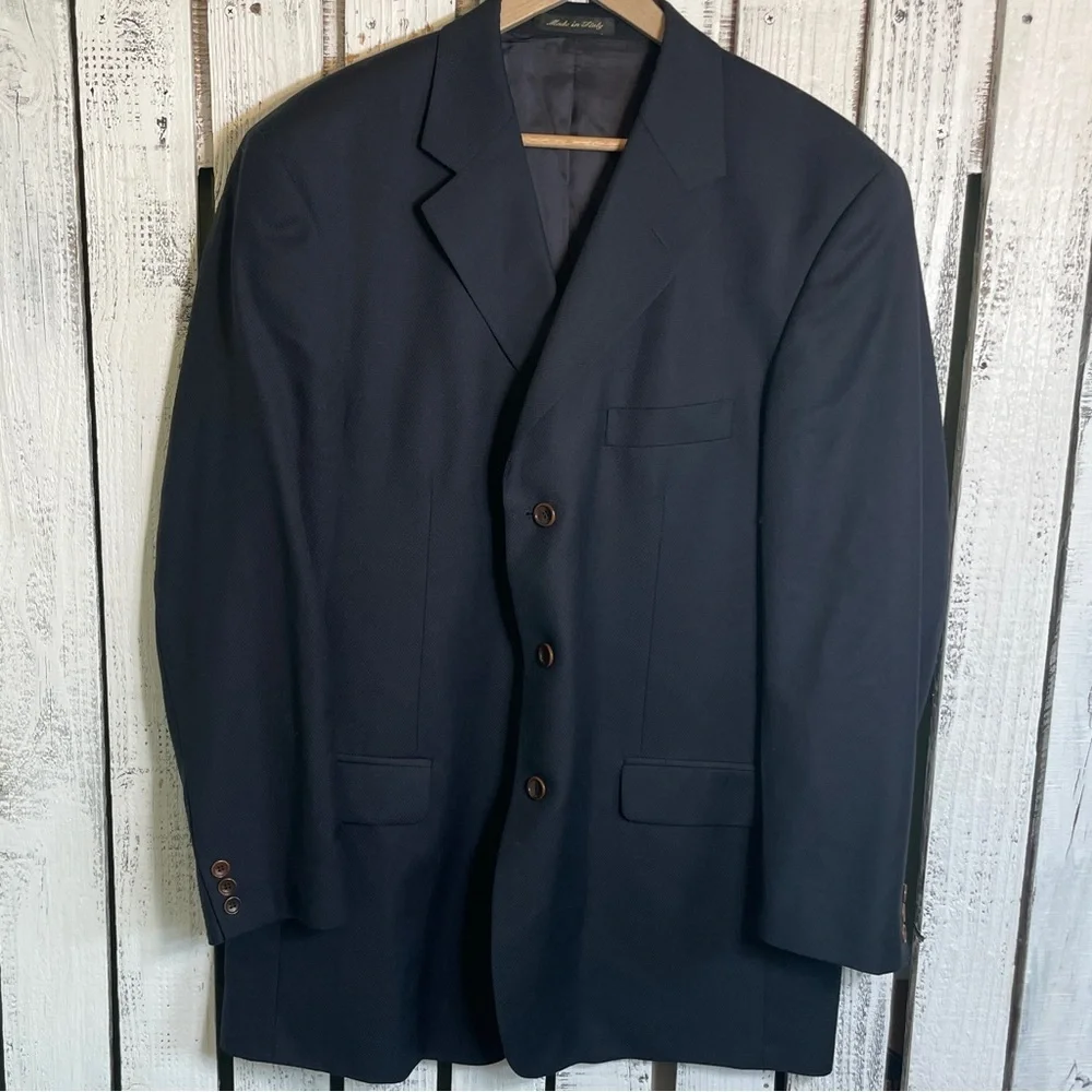Zino Vintage Men’s Wool Blazer Navy Blue 44 L Made In Italy Some Wear As Picture