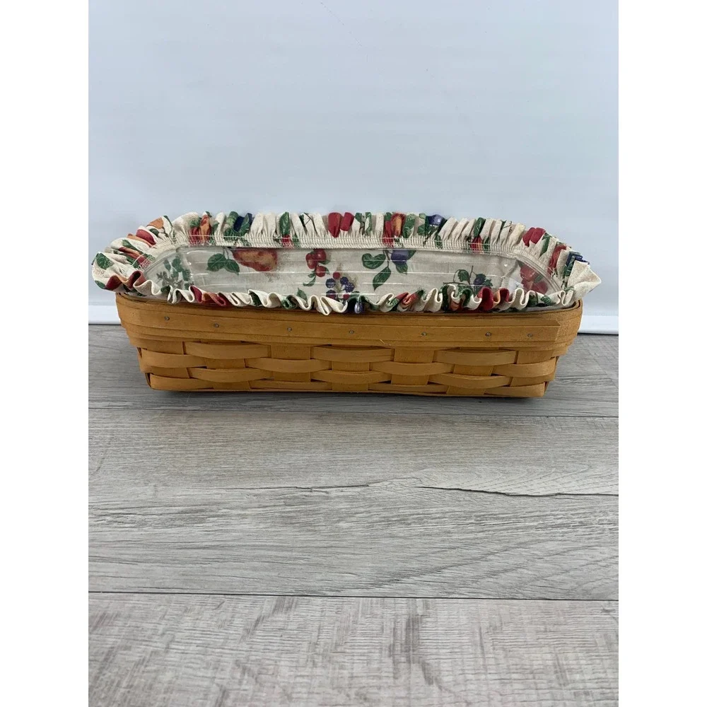 Longaberger 1998 Cracker Basket Orchard Park Fruit Liner Plastic Protector 12in