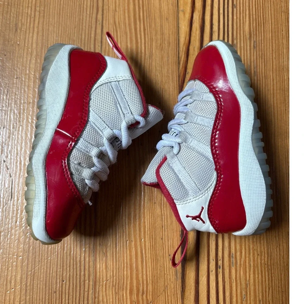 Jordan 11 Retro Cherry Toddler Kids Red White Athletic Sneakers SIZE 8C